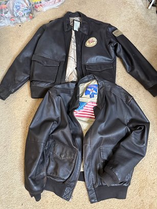 Men's Leather Jacket Coat Lot Of Two Coats