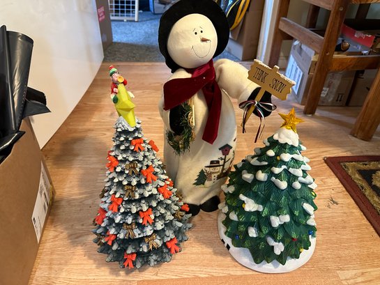 Christmas Snowman And Trees Decorations