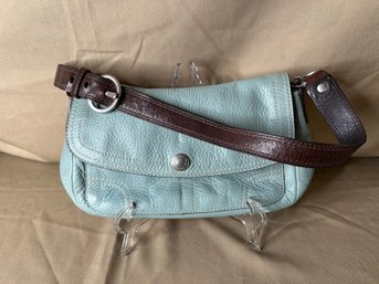 Coach Bag Light Blue Pebbled Leather