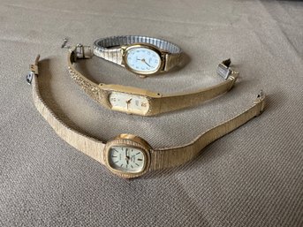 Vintage Watch Lot Gold Tone Lot Of Three Watches