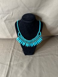 Necklace Teal Beads Statement Jewelry