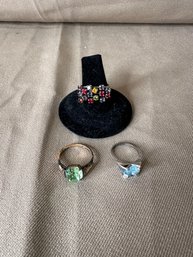 Ring Lot Of Three Rings Blue And Green