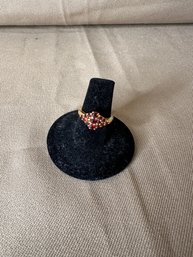 Ring Gold Tone Red Stones Women's Size 5.75