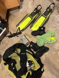 Diving Gear Flippers Bag And Goggles Dive Scuba