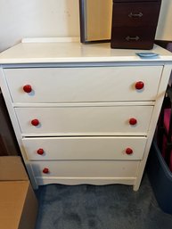 Dresser White With Red Handles Chest Of Drawers