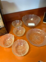 Glass Bowl Lot Of Six Salad Dishes