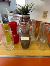 Vase Lot Glass Vases Red And Green