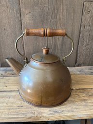 Copper Tea Kettle With Wood Handle Teapot