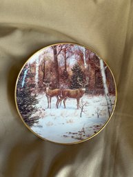 Decorative Plate In Winter Woods Brown Dish HJ8347
