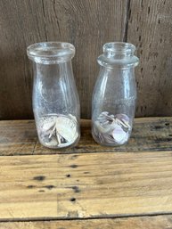 Milk Glass Containers With Shells Lot Of Two