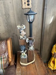 Solar Light Wood Deer Decor Cabin