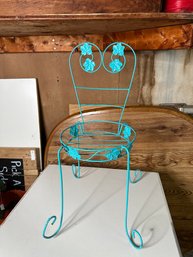 Teal Flower Pot Holder Plant Stand Chair