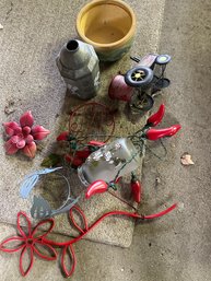 Garden Decor Lot Metal Red Flower