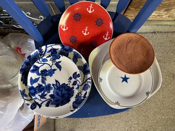 Plates And Dish Lot Blue Stars Flowers