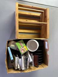 Office Supplies Wood Shelf Cassette Tapes