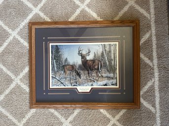 Wall Decor Deer Winter Scene Framed Art Jim Hansel