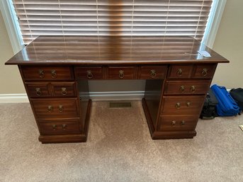 Wood Office Desk With Lion Hardware Draw Pulls