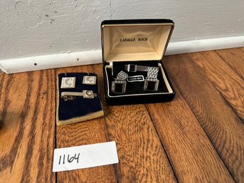 Cuff Link Set With Tie Clip Lot Black Onyx