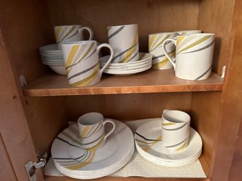 Corelle Dish Set Yellow Stripes Stoneware