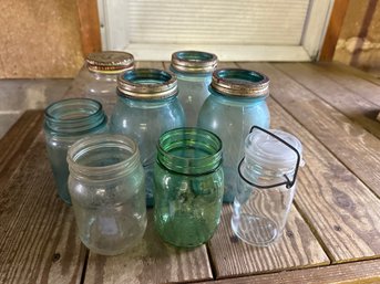 Jar Lot Mason Jars Blue And Green