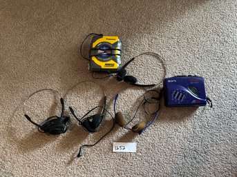 Cassette Player Lot With Headphones Walkman