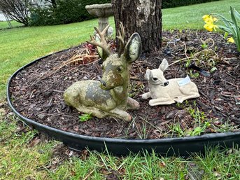 Deer Garden Decor Lot Of Two Concrete