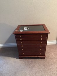 Storage Cabinet Wood With Glass Top Jewelry