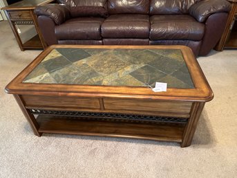 Wood And Slate Lift Coffee Table