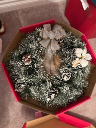 Christmas Wreath Bows And Pinecones