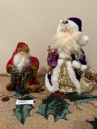 Santa Claus Lot Of Two Christmas Toppers