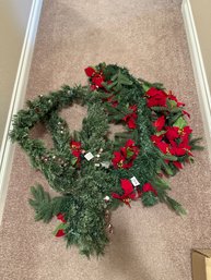 Holiday Greens Garland Poinsettia Christmas