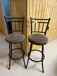 Bar Stool Lot Of Two Metal Swivel Stools