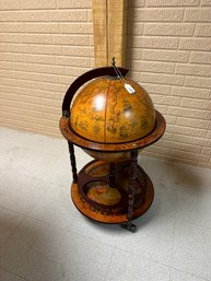 Globe Bar Cart Cabinet On Wheels