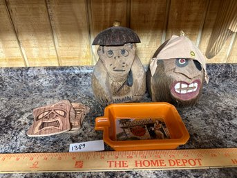 Tiki Coconuts Decoration Ashtray And Coasters