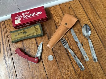 Knife Lot Pocketknives Boy Scout Flatware Set