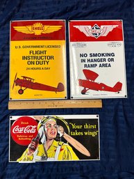 Ande Rooney Porcelain Sign Lot Of Three Flying Coca Cola