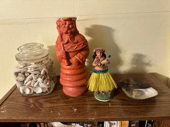 Shells Glass Storage Container Hula Girl