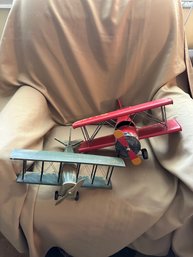 Metal Aircraft Decor Lot Of Two Airplanes