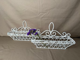 Wall Shelves White Baskets Lot Of Two