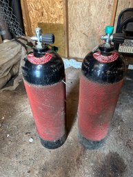 Scuba Tank Cylinder Lot Of Two Black And Red