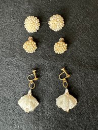 Clip Earring Lot Antique Porcelain Ballerina