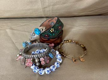 Bracelet Lot Leather Cuffs Beaded Jewelry