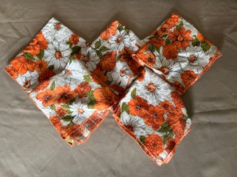 Retro Napkins Orange Flowers Set Of 5