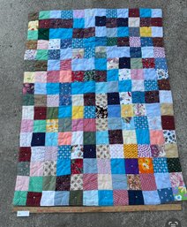 Patchwork Quilt With Red Backing Blanket