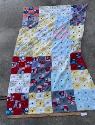 Patchwork Quilt With Floral Backing Blanket