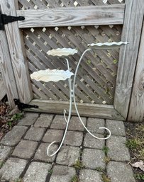 Planter Stand White Metal Antique