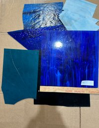 Stained Glass Pieces Brown Blue Craft