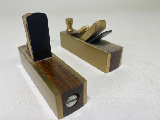 Super Cool Little Brass And Wood Duo Of Two Inch Wood Planes