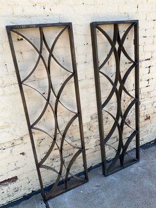 Pair Of Heavy Metal Wall Pieces Which Can Be Hung Either Direction. 58 X 16