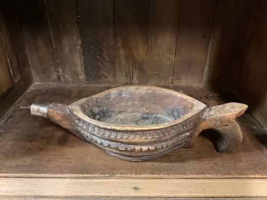 Antique Kharal Opium Bowl Or Carved Unique Decorative Vessel